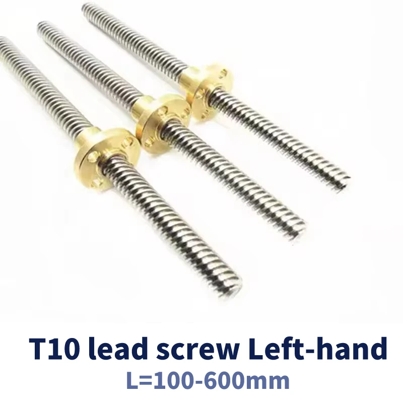 

T10 lead screw Left-hand thread lead 2mm 304 stainless steel T10 trapezoidal reverse left-hand screw and reverse copper nut