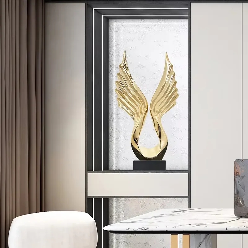 Abstract Resin Winged Sculpture Ornament Modern Luxury TV Cabinet Decor for Living Room Office Entrance Abstract Pattern Wine