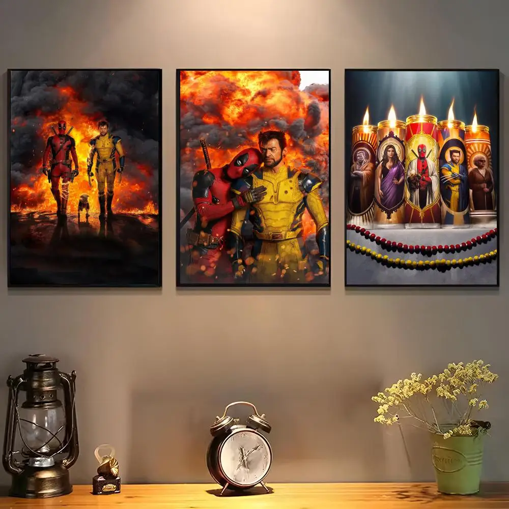 Deadpool & Wolverine Poster For Self-adhesive Art Waterproof Paper Sticker Coffee House Bar Room Wall Decor