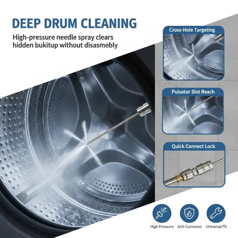 Stainless Steel High Pressure Cleaning Needle Cross Hole Water Outlet 1/4 Quick Connector Auto AC Home Parts Cleaning Tool