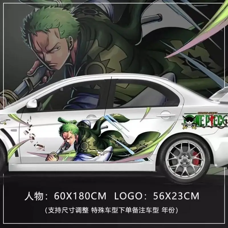 One Piece Sticker Car Body Decoration Car Film Sticker Monkey D. Luffy Anime Sticker Roronoa Zoro Scratch Blocking Holiday Gift - view 3