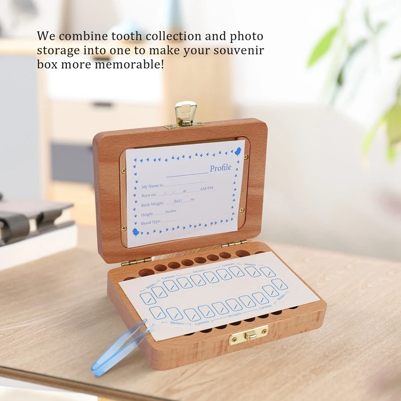 Tooth Keepsake Box, Baby Teeth Box Milk Teeth Save Organizer Kit, Tooth Collection With Photo Frame Memory Storage Souvenir