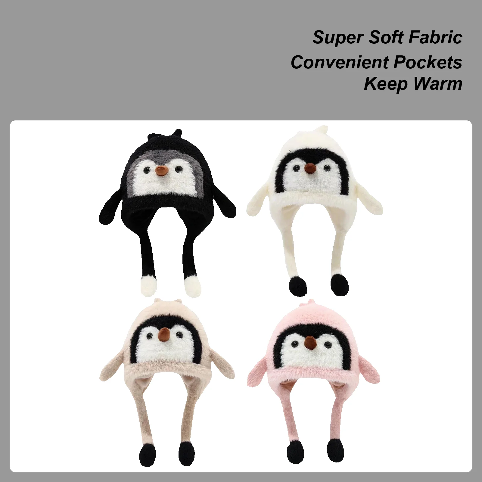 

Animal Winter Hats For Kids Penguin Soft Beanie Winter Hat With Ear Flaps For Girls Boys Kids Vacation Fishing Camping