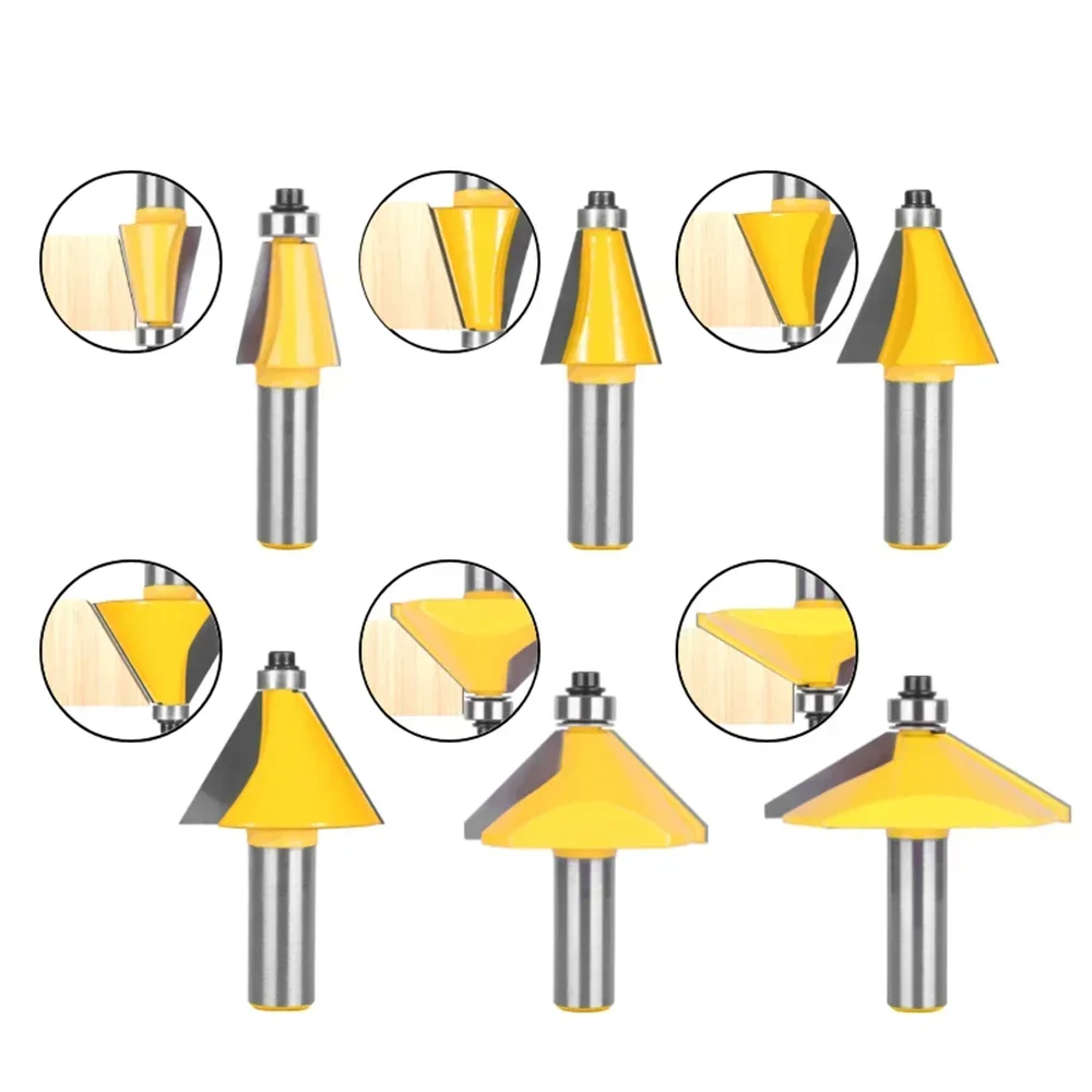 6mm 6.35mm 8mm 12mm 12.7mm Shank 11.25/15/22.5/30/45 Degree Chamfer Bevel Edging Router Bit Woodworking Milling Cutter Face Mill