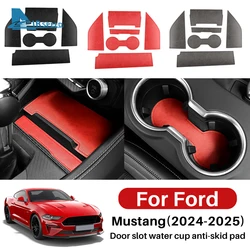 Cup Mat For Ford Mustang GT 2024 2025 LHD RHD Car Anti-Slip Dust-proof Rubber Pad Rug Gate Slot Sticker Interior Accessories