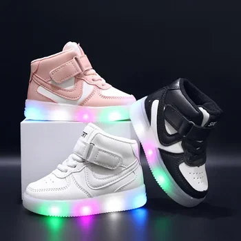 어린이용 LED 라이트 슈즈, 만화 스파이더맨 캐주얼 스니커즈, 통기성 유아 러닝 스포츠 용수철, 가을 신발 