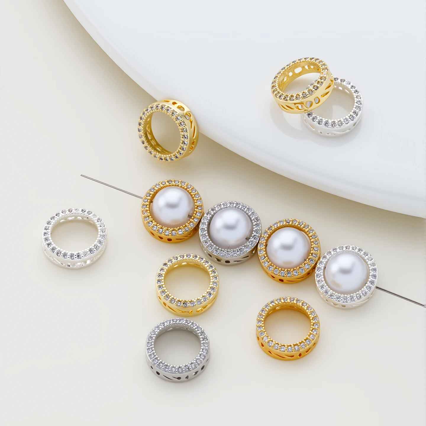 

2 шт./упак. позолоченные (14/18К) круглые разделительные бусины-коннекторы для изготовления ювелирных изделий, ожерелий и браслетов своими руками