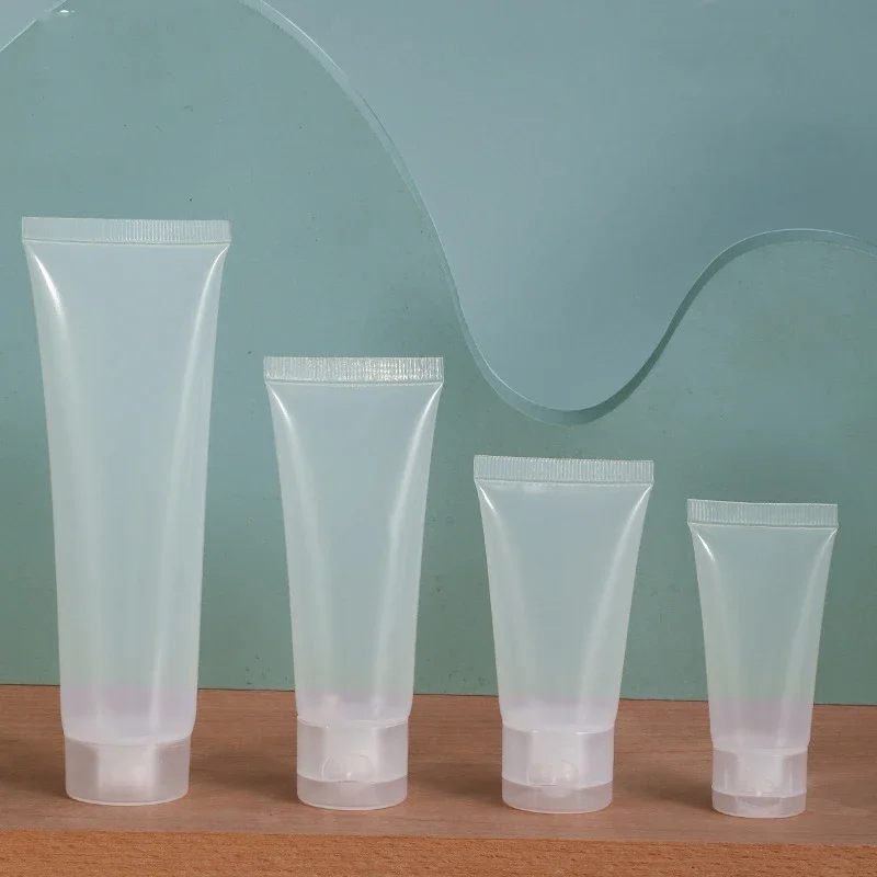 10Pcs Empty Clear PE Plastic Cosmetic Tubes Bottle with Flip Lid Smooth Polish Sample Containers For Hand Creams Lotion Toiletry