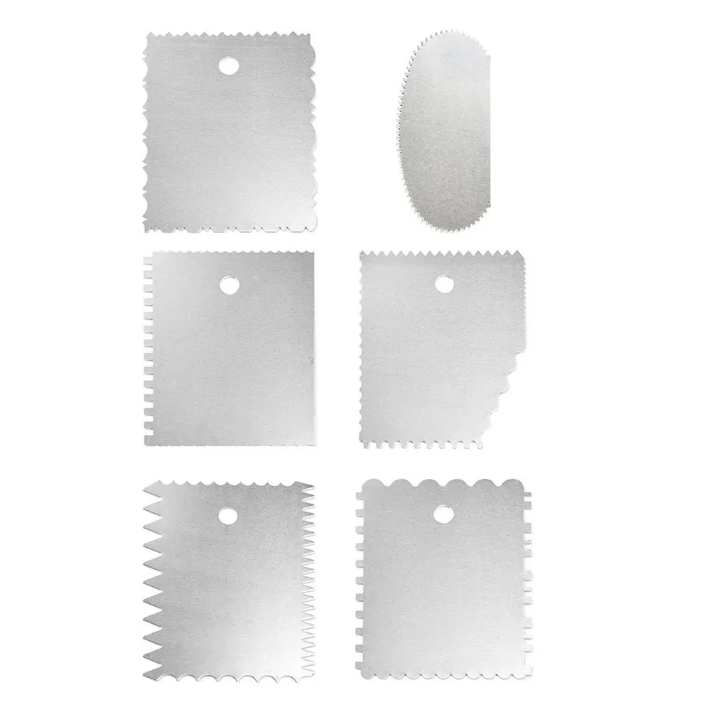 

6Pcs Cake Scraper Smoother Set Stainless Steel Multilateral Icing Tool for Homemade Cake Cream Decoration Icing Smoother