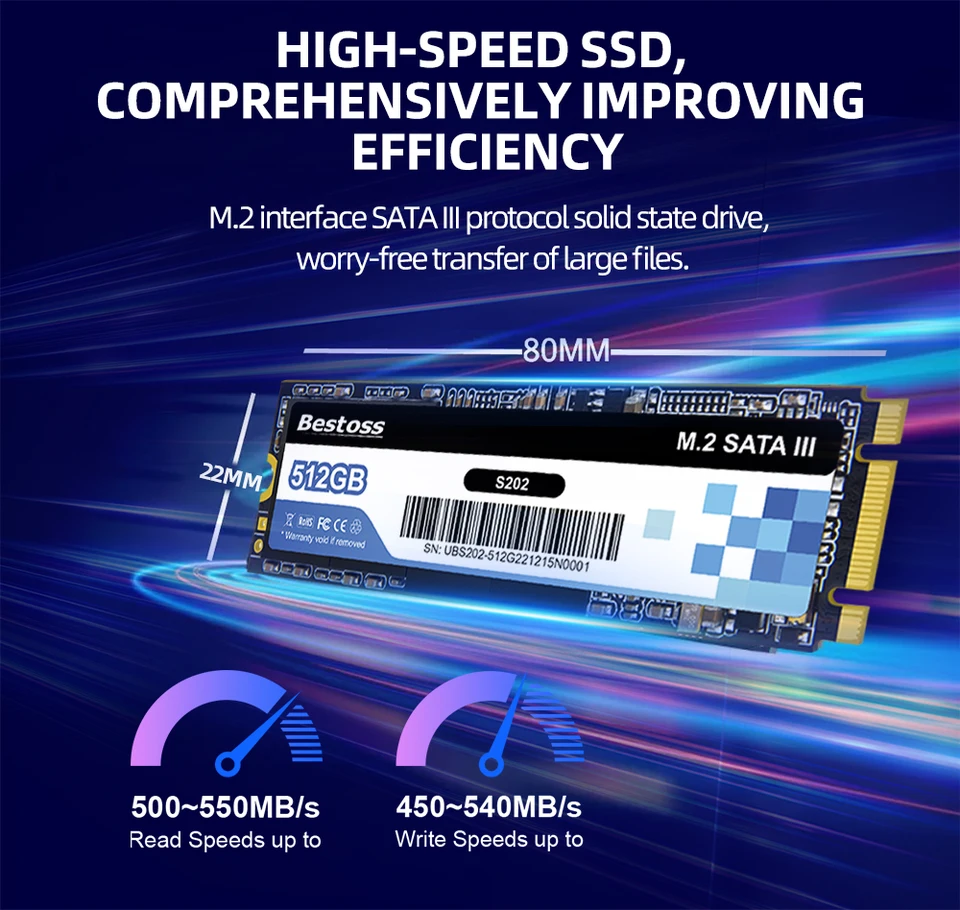 Bestoss M.2 2280 SATA SSD 1TB 512GB 256GB