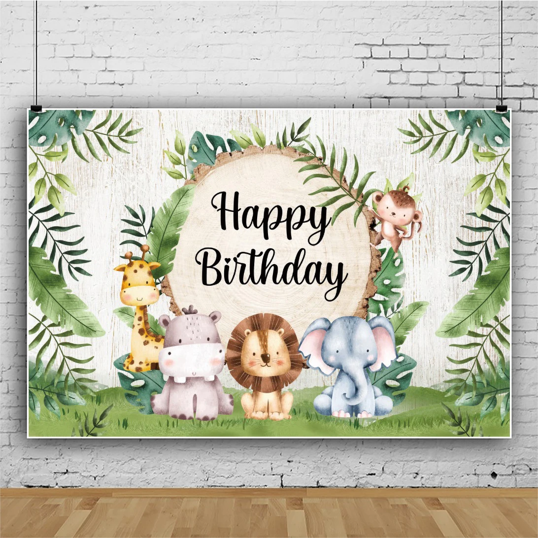安全でワイルドな1つの背景,生まれたばかりの男の子と女の子,誕生日の装飾,出生前のシャワー,ジャングルの動物,カスタム写真の背景