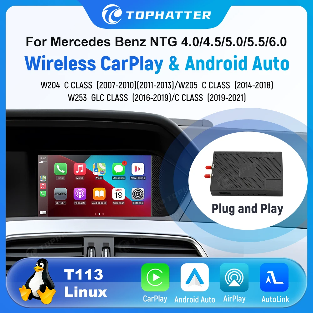 

Car Decoder Universal Linux for Mercedes-Benz W204 W205 W253 CLS CLASS 2007-2021 Android Auto CarPlay Adapter System Upgrade Box