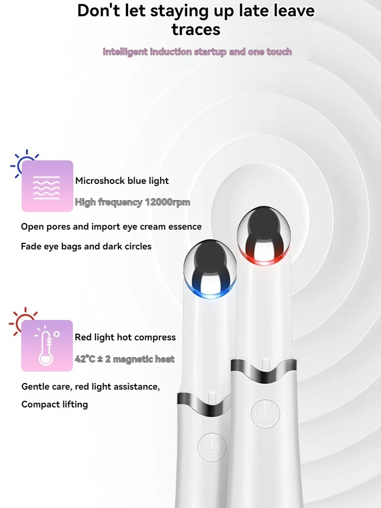 Gezichtsvibratiestimulator Oogbehandelingsapparaat met constante temperatuur Rood- en blauwlichttherapie Vermindert donkere kringen vervaagt Fijn Lin