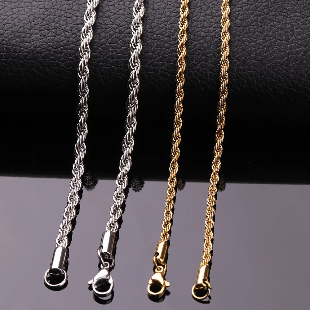 2mm Titanstahl Gedrehte Kettenkette Einfache Herrenkette Hip-Hop Herren Edelstahlschmuck Schlüsselbeinkette Accessoires – Detail 5