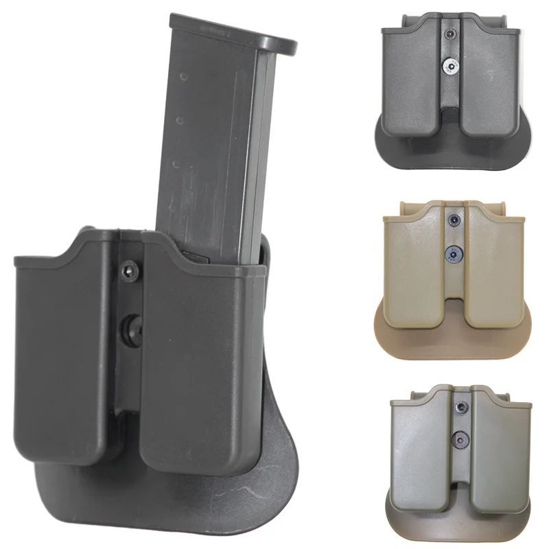 

Double Pistol Mag Magazine Pouch Case Glock 1911 Makarov Beretta 92Fs Tactical Belt Mag Holder 9mm .45 Hunting Accessory