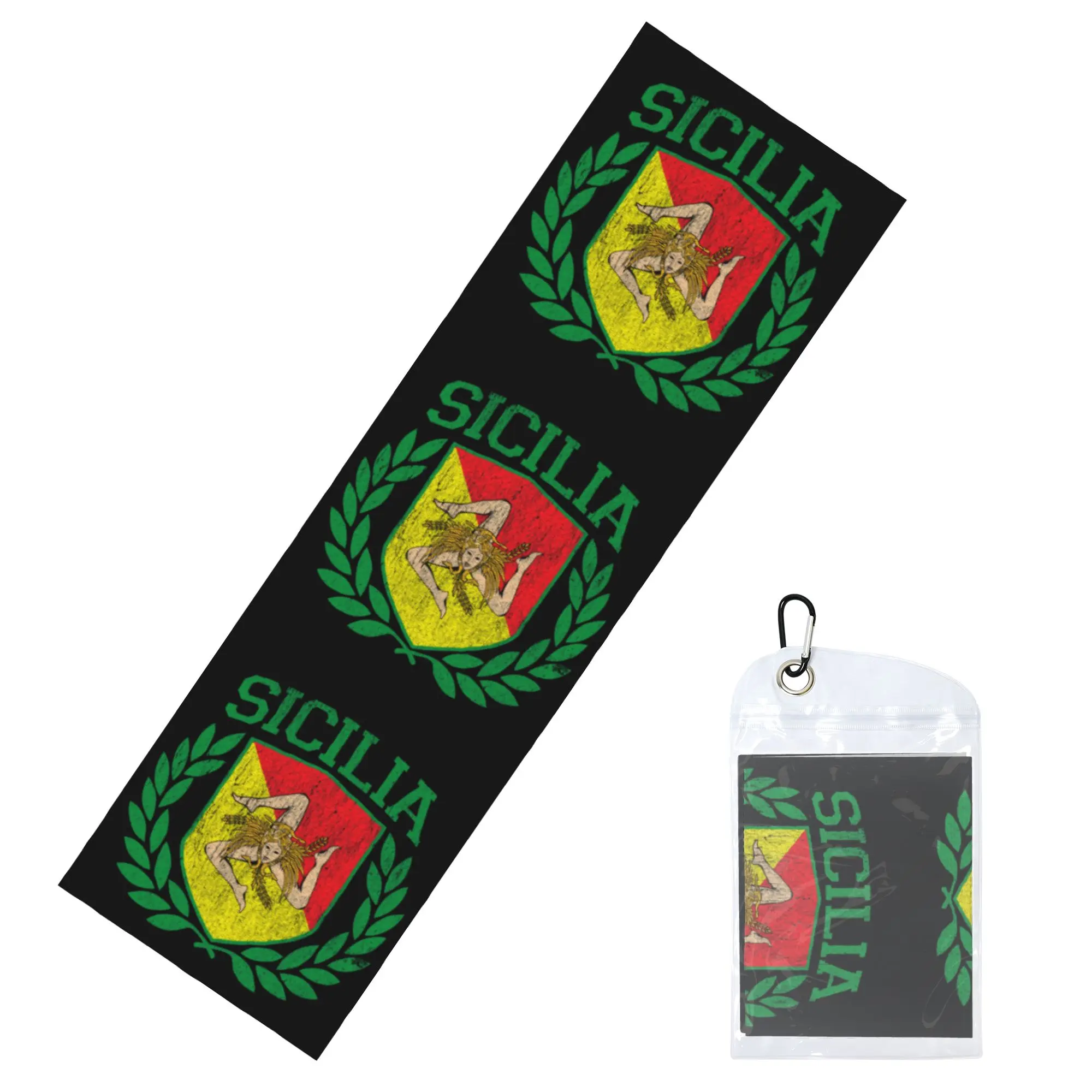 Italian Island Sicily Flag Cold Exercise Towel Sicilian Bandiera Yoga And Fitness Running Outdoor Activities Travelling Towels