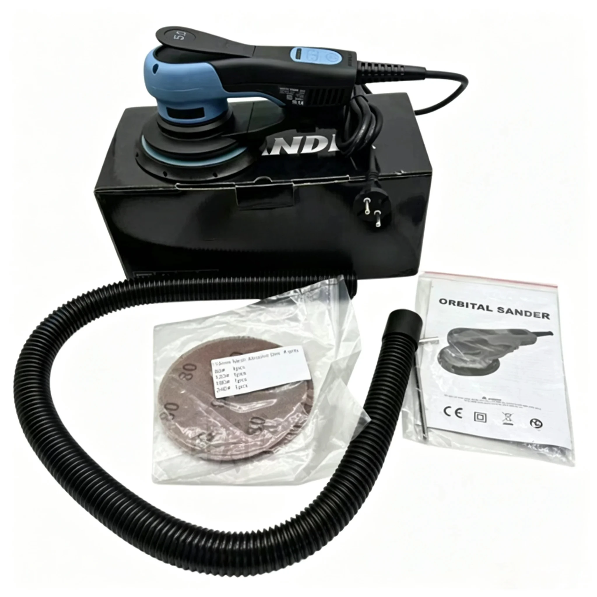 Brushless Electric Dry Sander Polisher 500W, Powerful Heat Dissipation Dust Extraction Smooth Grinding for Auto Paint Putty Work