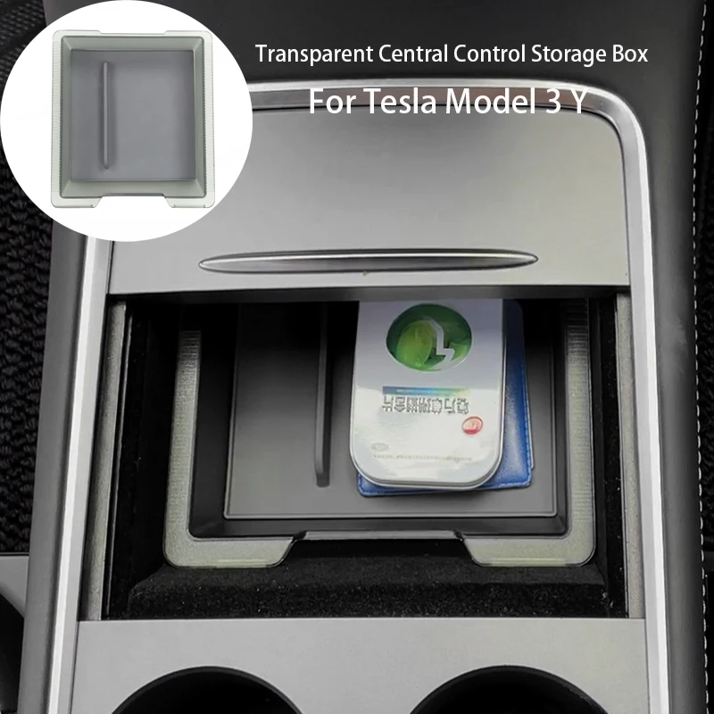 

Transparent Central Control Storage Box for Tesla Model 3 Y Center Console Armrest Box Acrylic Storage Car Interior Accessories