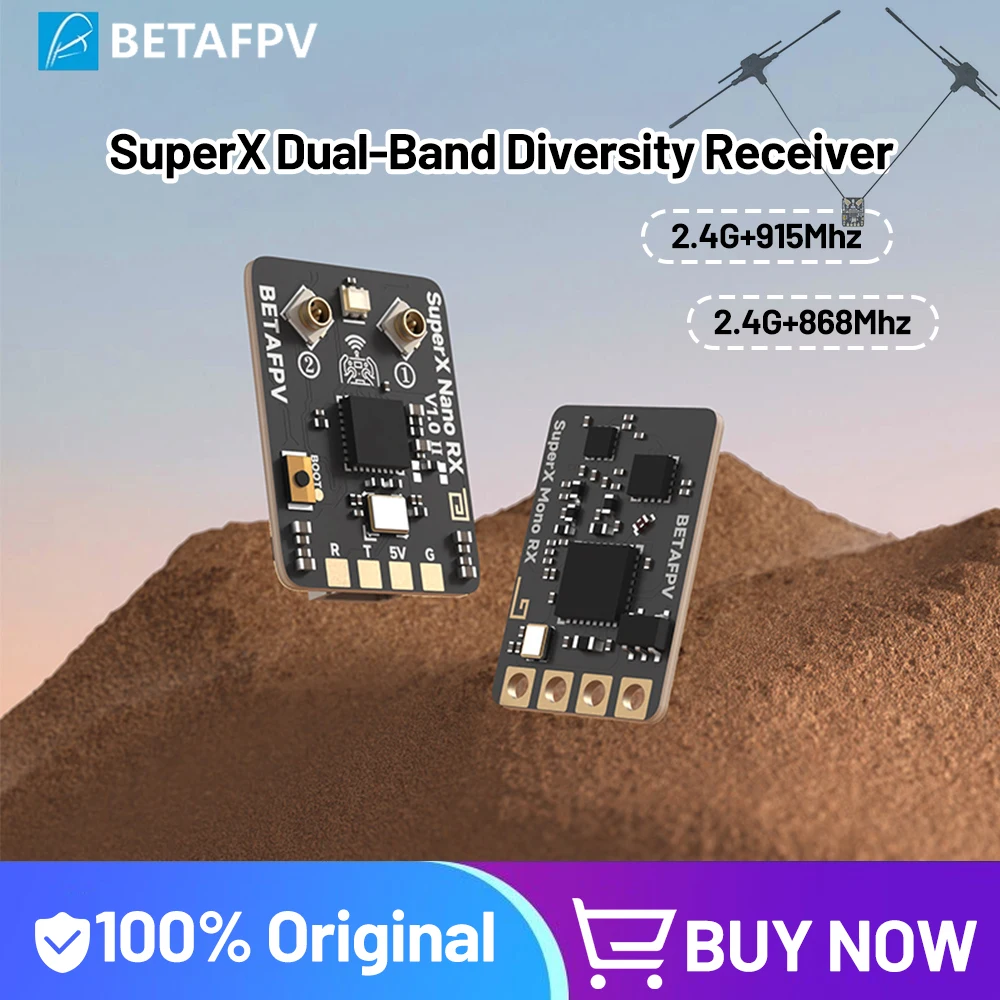 

BETAFPV ELRS 2.4G+915M/868M SuperX ELRS Nano Receiver Dual LR1121 Mono Receiver 2.4G/915Mhz for Racing/Freestyle Drone Model