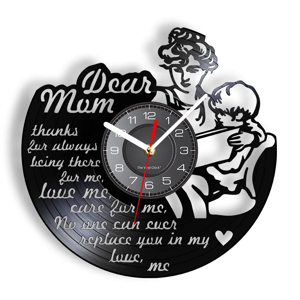 Arte de pared con cita de la madre, reloj de pared Vintage con disco de vinilo, decorativo Para Hija y Mamá, regalo para el día de la madre