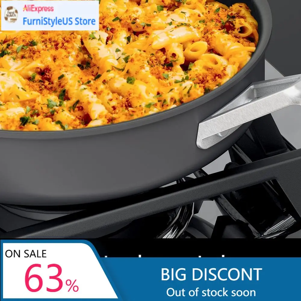 

Популярный 10-предметный набор посуды с антипригарным покрытием и удобными ручками: сковорода, сотейник, кастрюля, все крышки, подходят для мытья в посудомоечной машине и использования в духовке до 400°C.