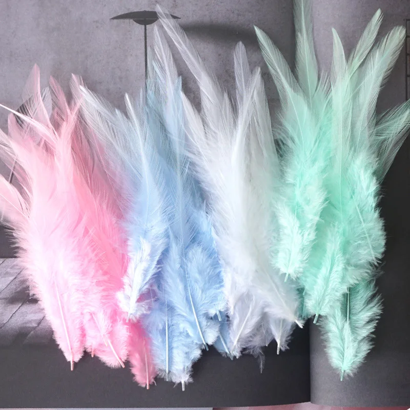 Pink Rooster Feather Natural Chicken Feathers Decor Fly Tying Accessories Crafts for Needlework and Handicraft Dersses Musilm