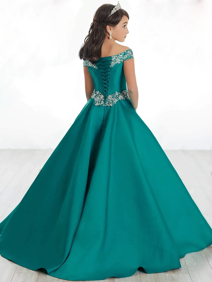 emerald green pageant dress Beaded Halter Jungle Green A-Line Pageant Dress main image 1
