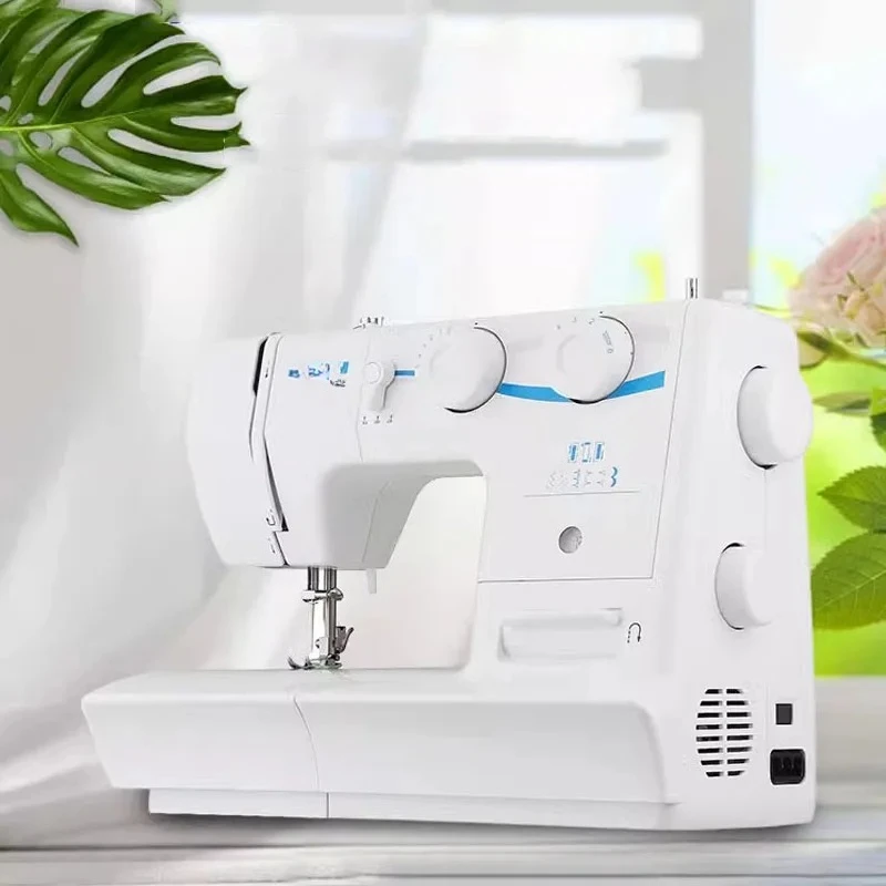 ماكينة خياطة شديدة التحمل بقدرة 60 وات، 8 غرز مدمجة، إطار معدني، نيل مزدوج، أدوات منزلية متعددة الوظائف