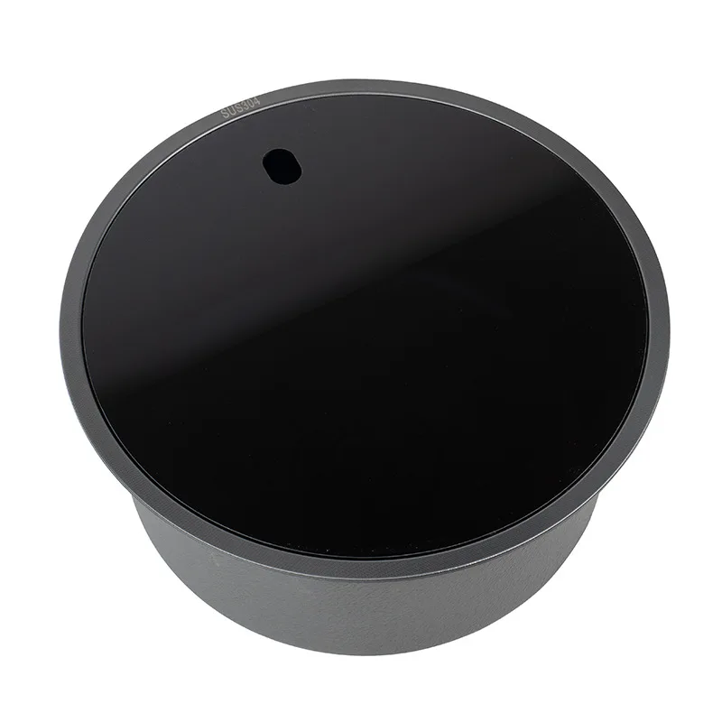 304 Stainless Steel Covered Circular RV Sink Stretch Embossed Nano Acrylic Cover Plate with Circular Single Groove