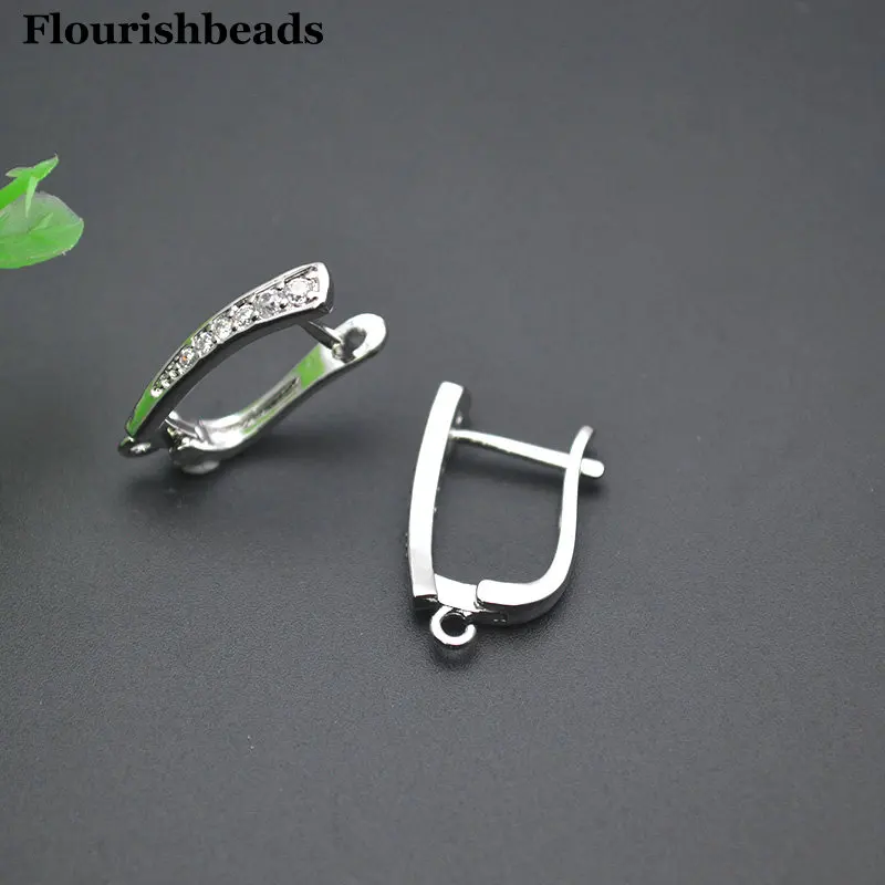 

30 шт., антикоррозийные бусины с фианитом, изогнутая трубка, металлические серьги-крючки, застежки, фурнитура для ювелирных изделий