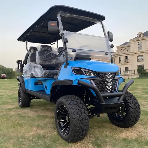 New Electric Cart 4+2 Seat 48V Golf Cart 4X4 Electric Off-Road Mini Electric Golf Cart Golf Buggy Solar Panel Power Generation