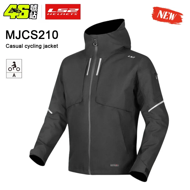 LS2 MJCS210 Men Motorcycle Jacket 4‑Season Waterproof Breathable CE Level2 Protection Detachable Thermal Liner Motorbike Jacket