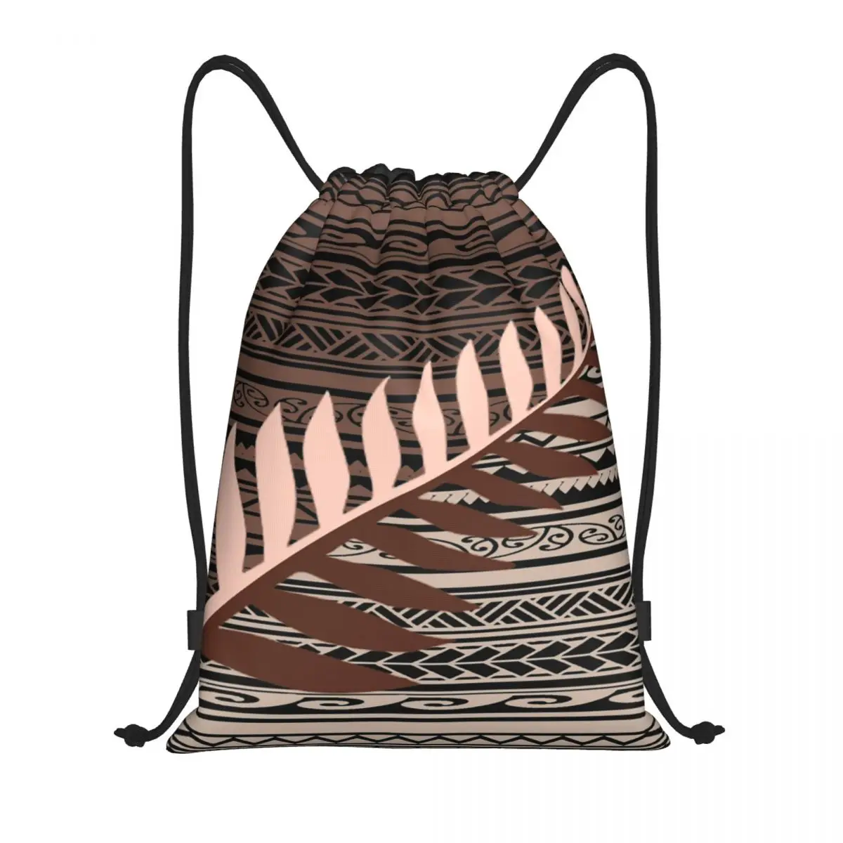 Silver Fern Tribal Marrone Borse con coulisse Donna Uomo Pieghevole Sport Palestra Sackpack Zaini portaoggetti per allenamento Maoris della Nuova Zelanda
