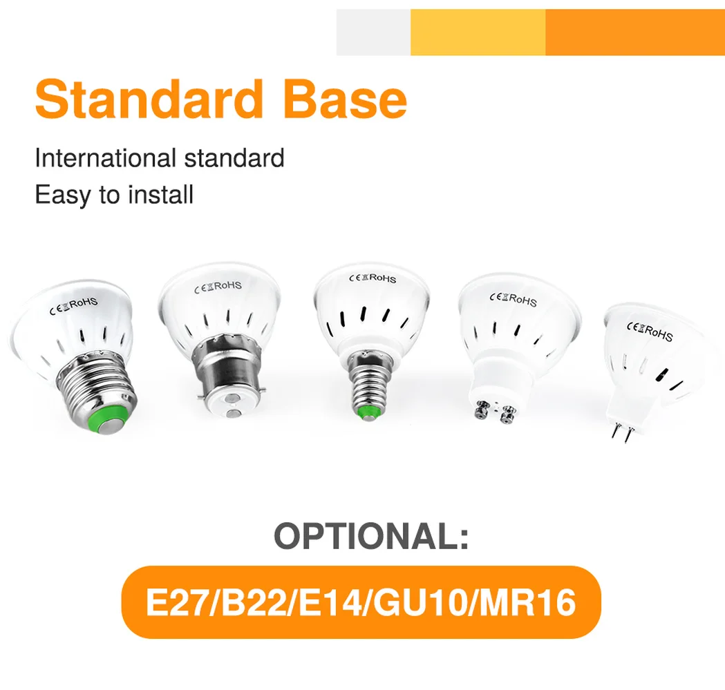 Lâmpada LED Spotlight GU10, B22, MR16, GU5.3, B22, 5W, 7W, 9W, 48, 60, 80LEDs, 220V, GU 10