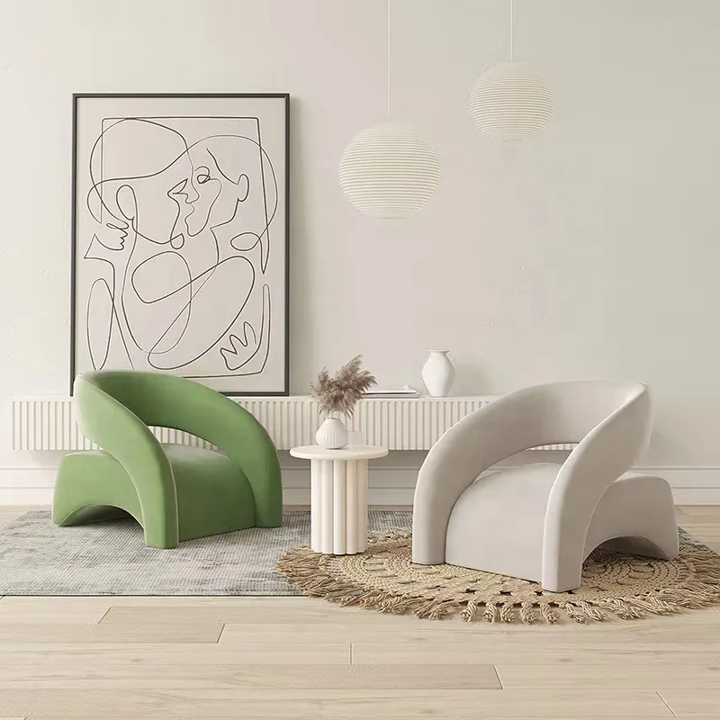 Fancy Casual Upholstery Fabric Single Sofa Irregular Sofa Chair Living Room