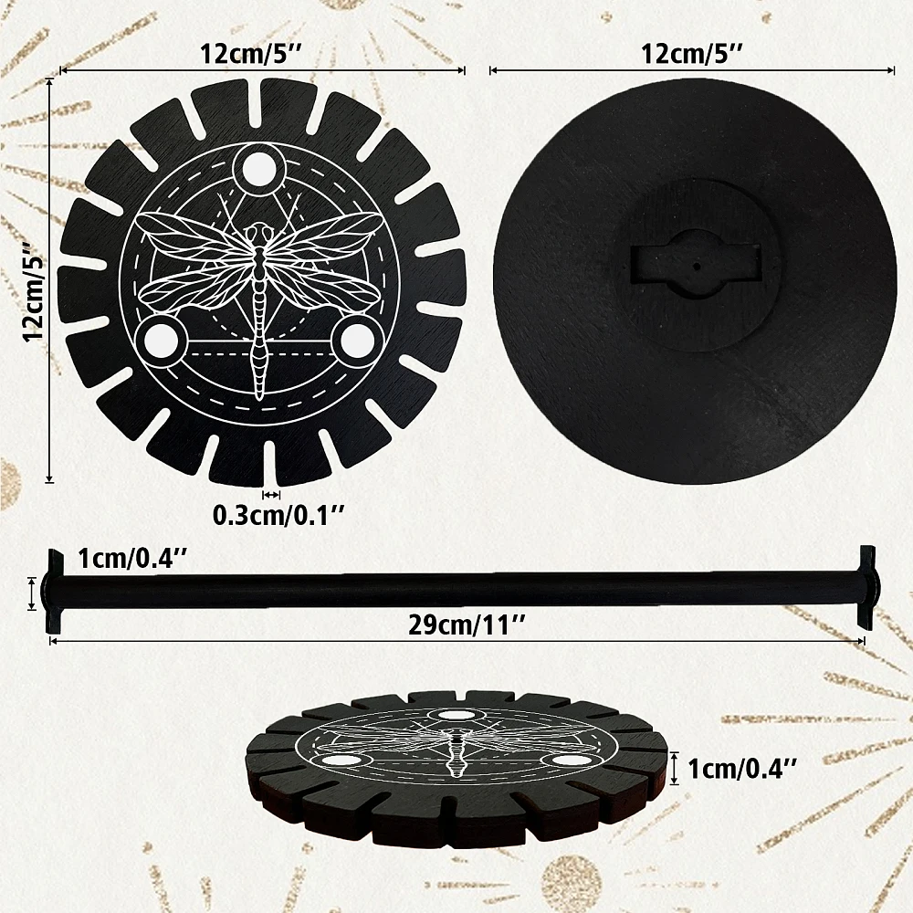 Pendulum Holder Shelf Wooden Pendulum Wheel Display Rack Black Display Shelf for Pendulum Display Gift Organizer Dragonfly