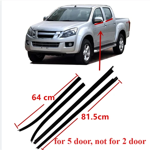Imagen 1 del producto 4 ventanas exteriores negras de goma exterior para Isuzu D-MAX 2013-2018 Protector de vidrio burlete para sellado de goma 9- 98052198 -2