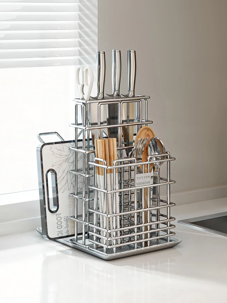 support-de-rangement-integre-multifonctionnel-en-acier-inoxydable-304-shuaishi-pour-couteaux-de-cuisine-planche-a-decouper-et-baguettes
