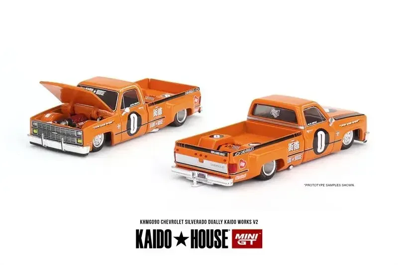 

Kaido House x MINI GT 1:64 Chevrolet Silverado Dually Datsun 510 Kaido работает литая модель автомобиля