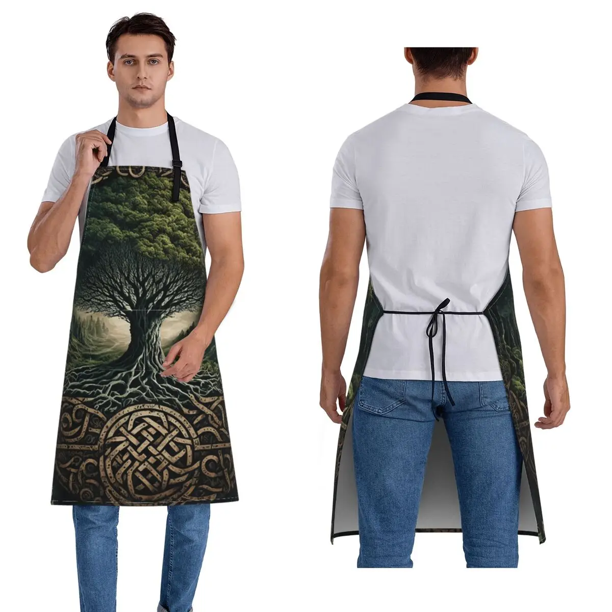 

Yggdrasil Tree Of Life Celtic Aprons Chef Cooking Cuisine Tablier Sleeveless Bib Kitchen Pinafore for Women Men Gardening