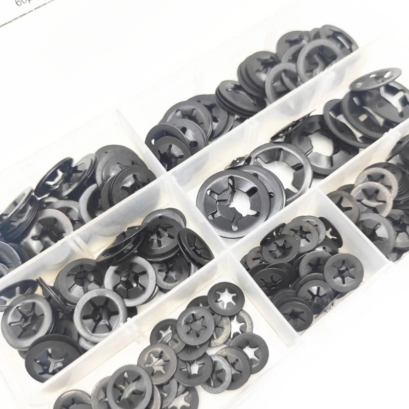 340Pcs Internal Tooth Starlock Locking Washers Speed Clip Fasteners Assortment Retaining Rings Circlips Maintenance