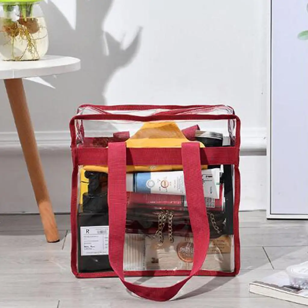 Clear Totes Bag PVC Transparent Purse Handbag Zipper Security Stadium