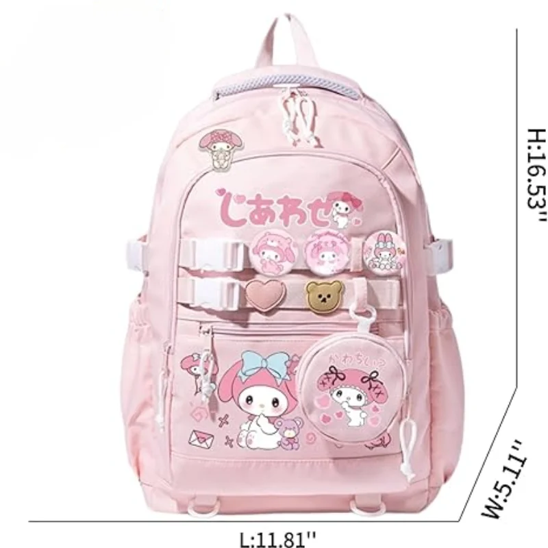 Cinnamoroll kuromi olá kitty anime mochila bonito saco de escola feminino estudante escola leve grande capacidade mochila sacos