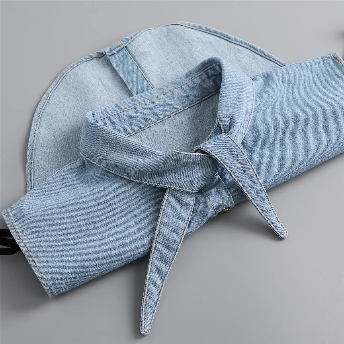 Linbaiway Women Bowknots Fake Collar Shirt Detachable Collars Solid Color Shirt Blouse Top Female White Clothes Shirt Decor