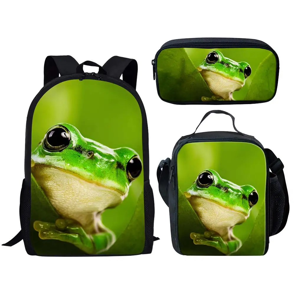 2026 Harajuku Popular Funny Frog 3pcs/Set Backpack 3D Print School Student Bookbag Anime Laptop Daypack Lunch Bag Pencil Case