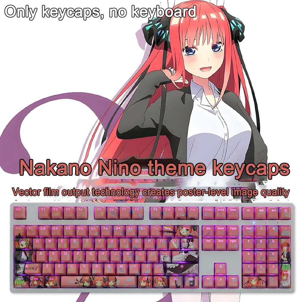 108 chiavi/set The Quintessential Quintuplets Keycaps PBT Dye Subbed Cherry Anime Cartoon Gaming Key Caps per ANSI 61 87 104 108