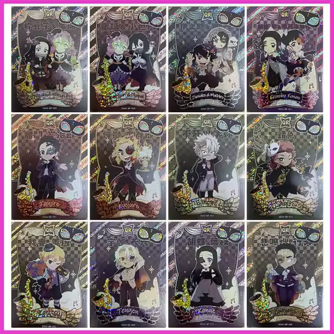 Anime Demon Slayer Rare QR Collectible Card Nezuko Mitsuri Obanai Muichirou Inosuke Kochou Shinobu Toys for boys Birthday Gifts