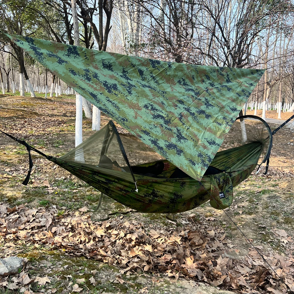 屋外キャンプ用蚊帳ハンモック-吊り下げ式パラシュート生地蚊帳-スリーピングスイング-ハンティング-軽量ポータブルキャンプ