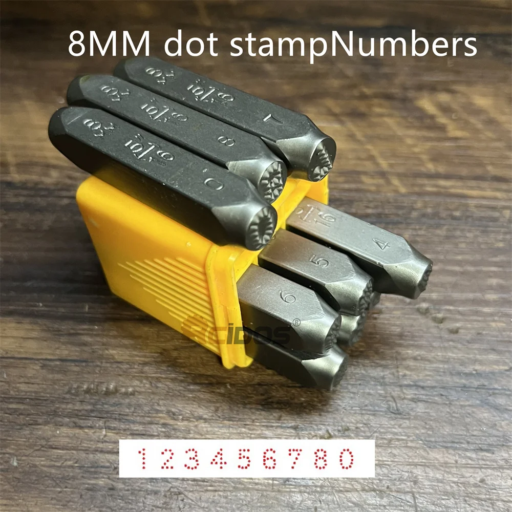 German style 8mm Numbers Dotted/lattice Motorbike,RCIDOS car chassis number dot stamp 0-8,9pcs/box