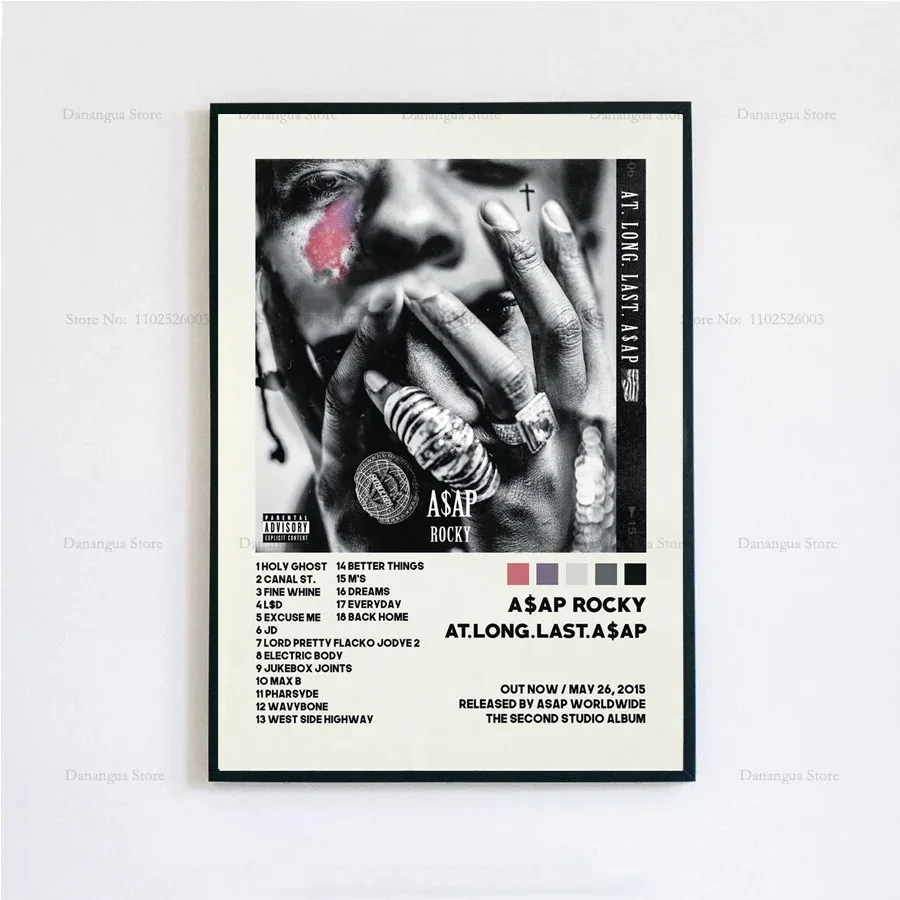 Nieuwe ASAP Rocky Testen Live Liefde D.M.B.Tracklist Muziek Album Cover Poster Prints Wall Art Schilderen Foto Foto kamer Home Decor